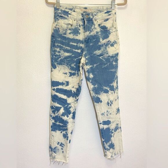 Levi’s - 721 High Rise Skinny Ankle Tie Dye Jeans Raw Hem - Size 27 - Picture 2 of 14
